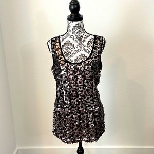 Calvin Klein black sequined sleeveless women’s dress shirt